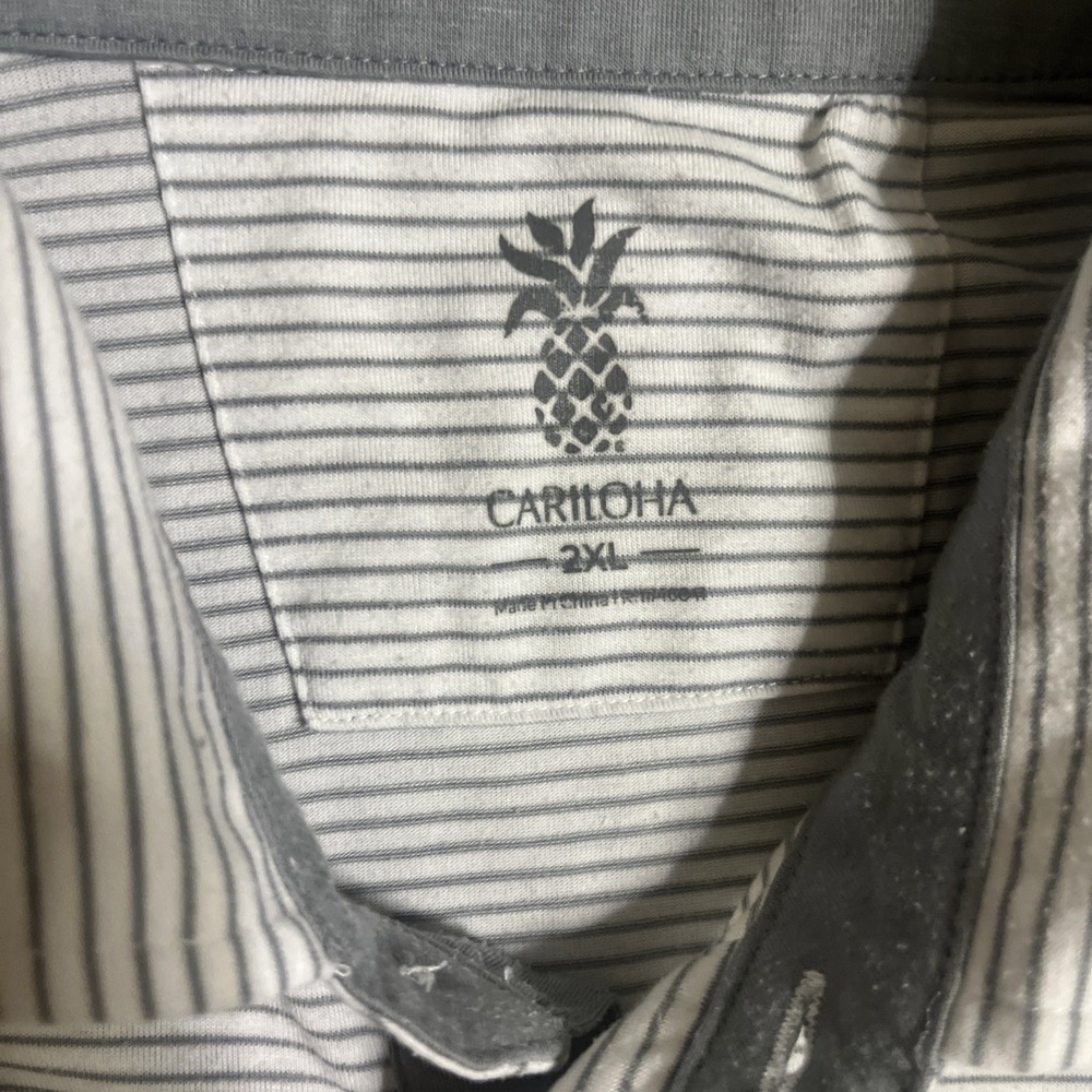 Cariloha Bamboo Comfort Polo Shirt S/S WHITE GRAY STRIPES Men's 2XL - Picture 5 of 5